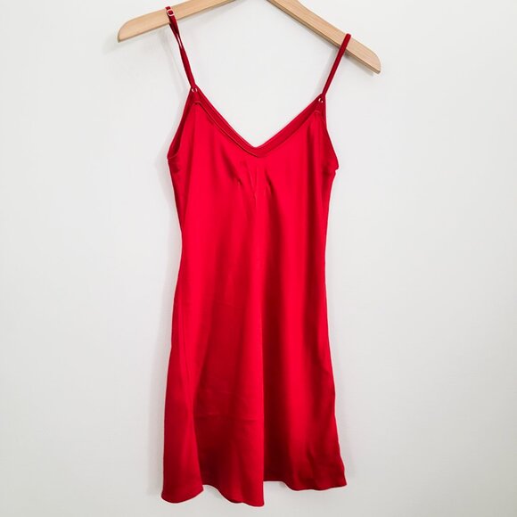 Reformation Cher V Neck Silk Slip Dress in Red XS - Picture 4 of 8